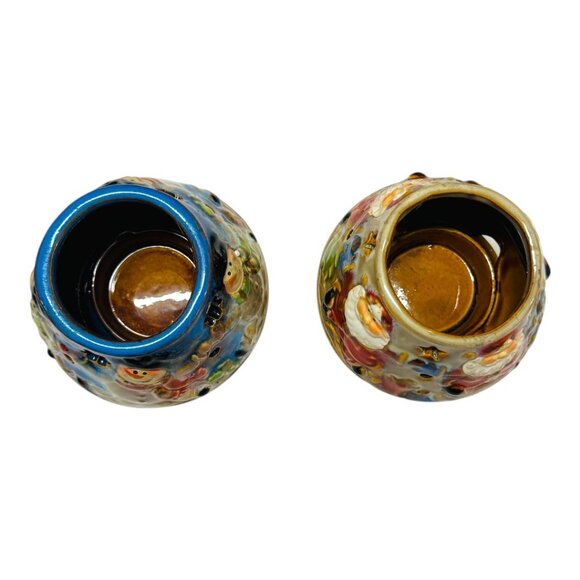 Kirklands Potters Garden Snowman & Santa Tea Light Lamps Hand-Painted Ceramic Vi - Picture 7 of 9